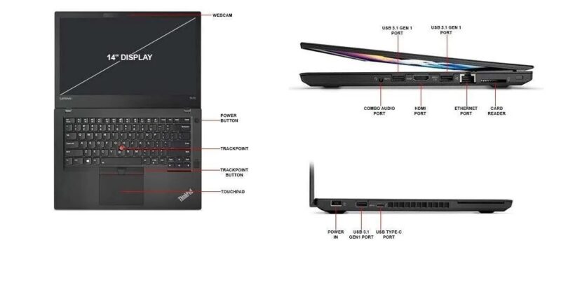 Lenovo ThinkPad T470 Laptop Intel Core i5-7200U 8GB RAM 128GB SSD 14" HD Webcam Windows 10 - Image 5